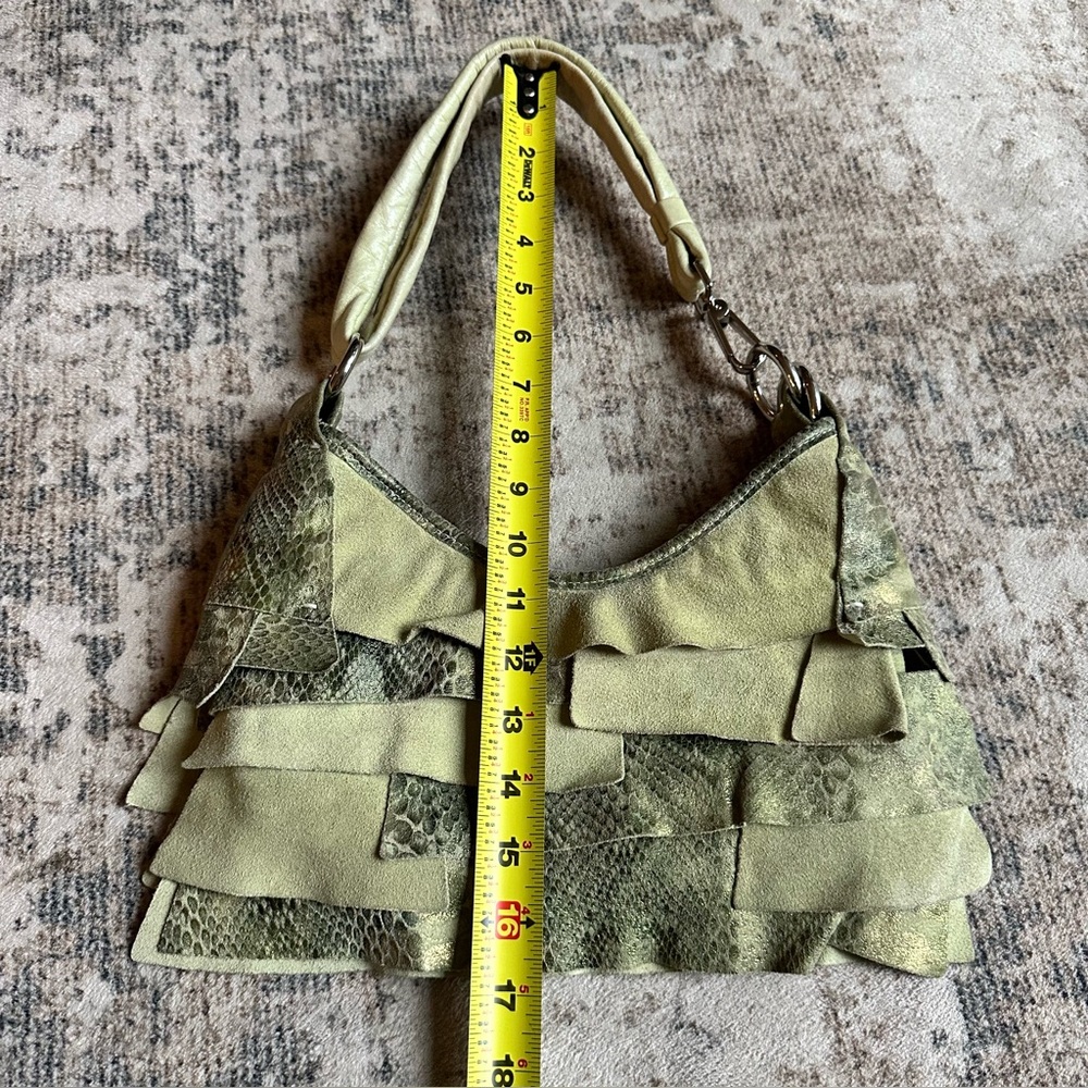 Pietro Alessandro Leather Suede
Tiered Shoulder‎ Bag Purse
Lime Green Snake Skin - Picture 10 of 11